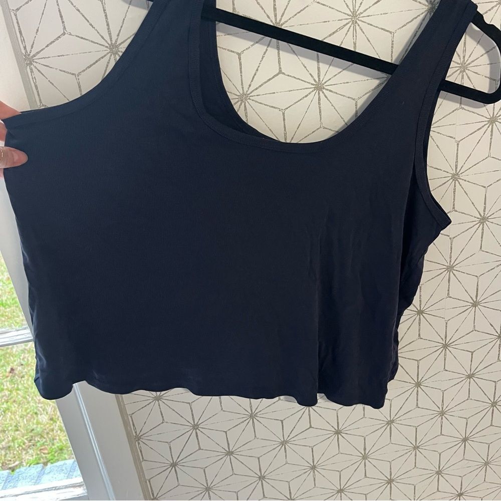 Marine Layer Navy Ribbed Crop Tank - Picture 2 of 5
